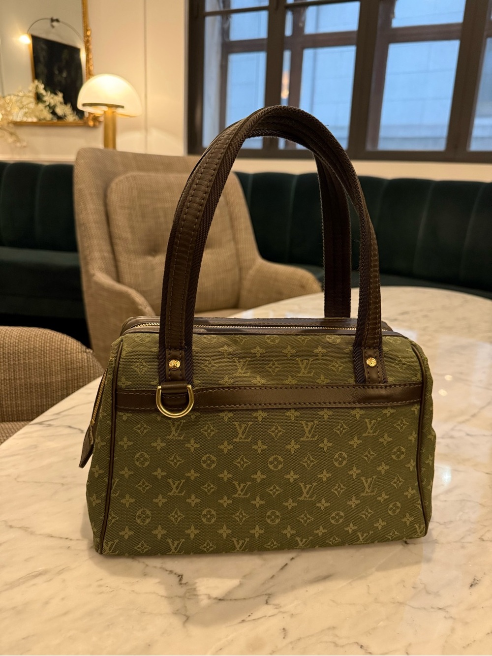 Louis Vuitton Mini Lin Monogram Josephine PM Khaki Boston Bag